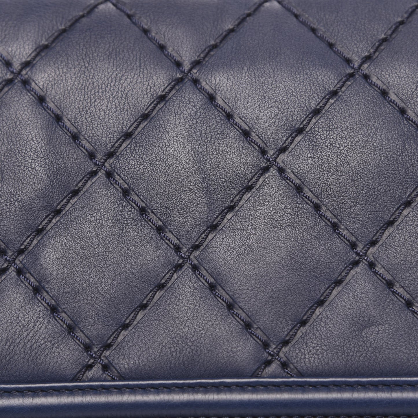 Calfskin Quilted Small Boy Flap Navy
