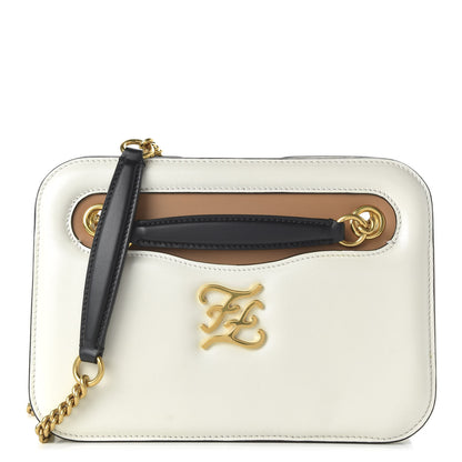 Fendi Vitello Glacier Karligraphy Pocket Shoulder Bag White Ice Black 1 of 9