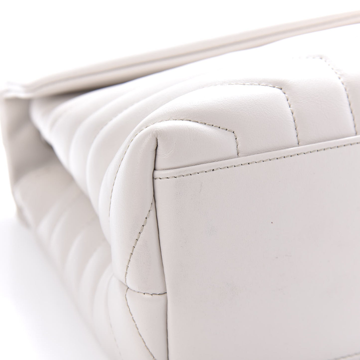 Calfskin Y Quilted Monogram Medium Loulou Chain Satchel White