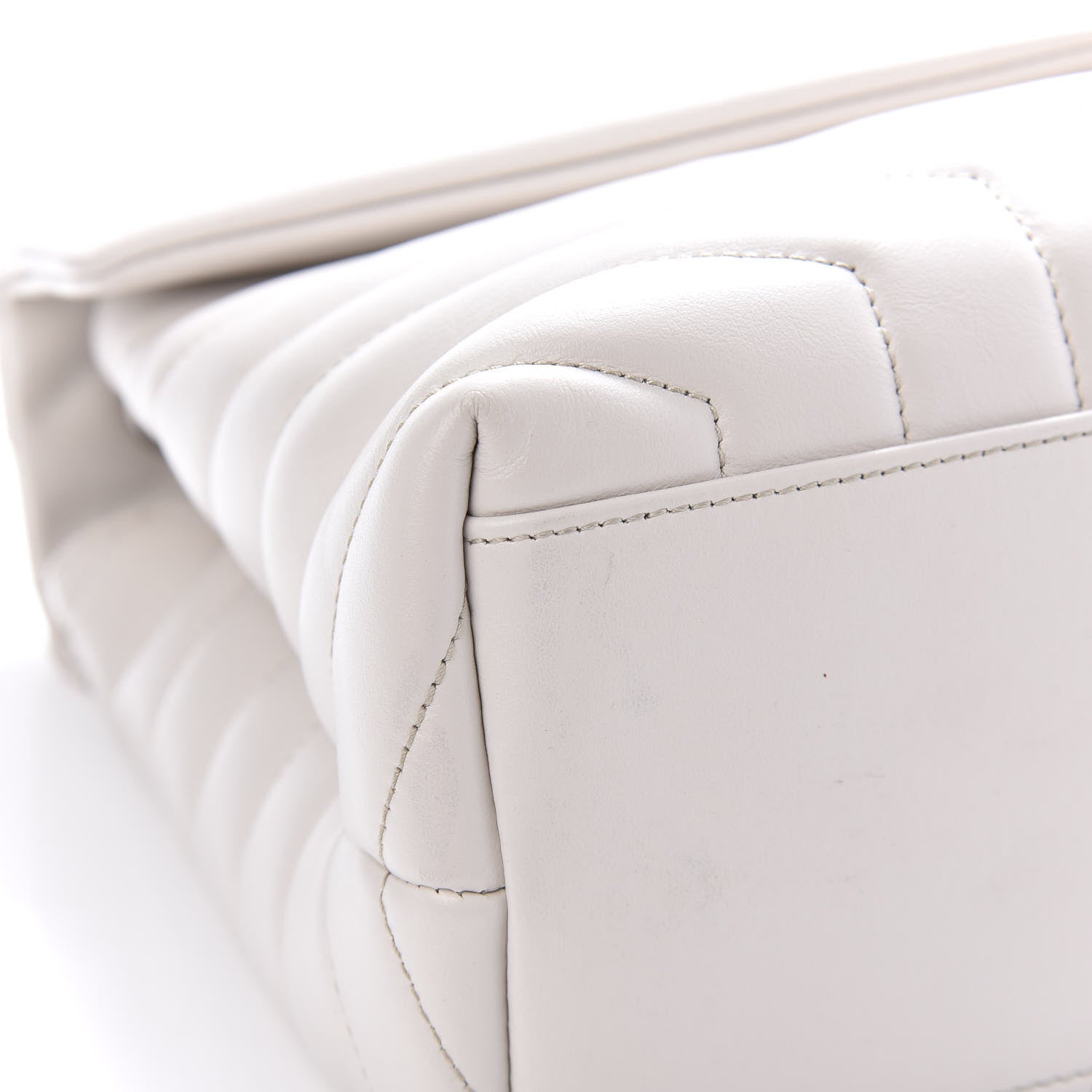 Saint Laurent Calfskin Y Quilted Monogram Medium Loulou Chain Satchel White 11 of 12