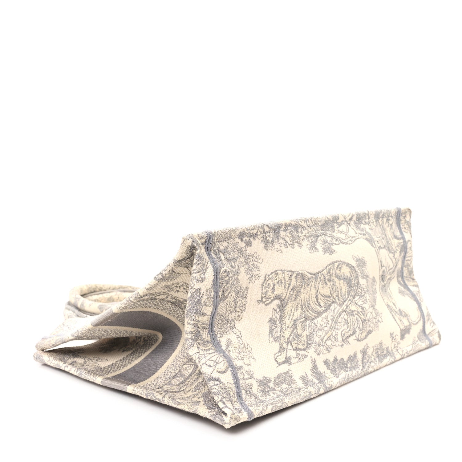 Christian Dior Canvas Embroidered Medium Dioriviera Toile De Jouy Book Tote Gray 4 of 12