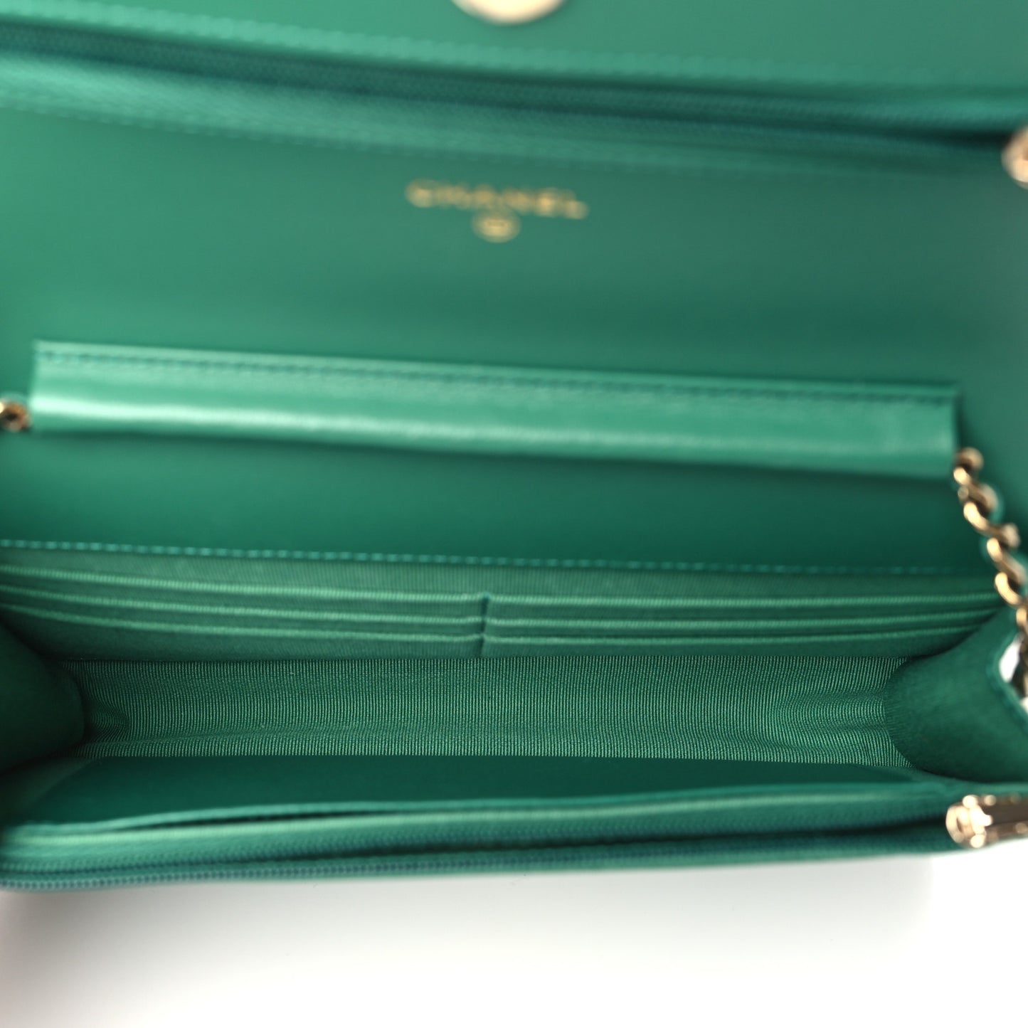 Lambskin Quilted Wallet On Chain WOC Green