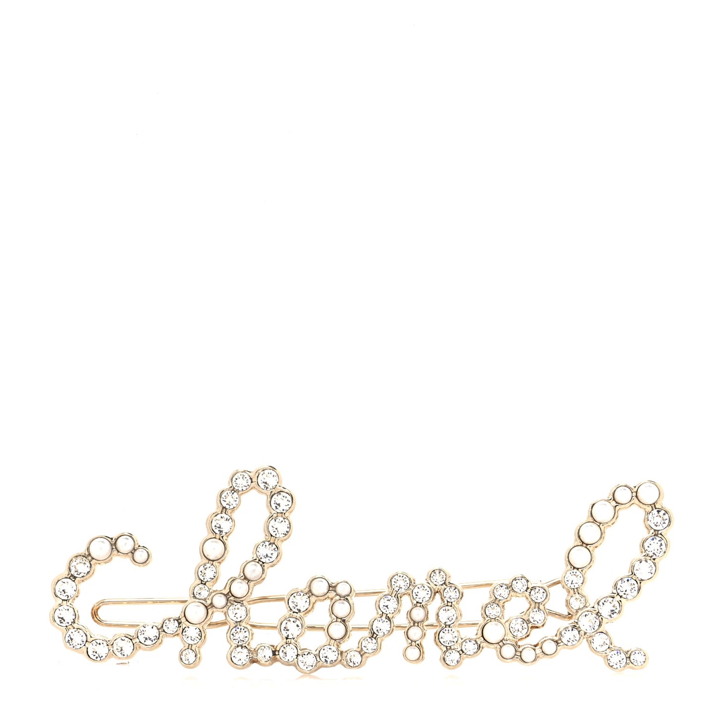 Metal Glass Swirling Pearls Hair Clip Gold