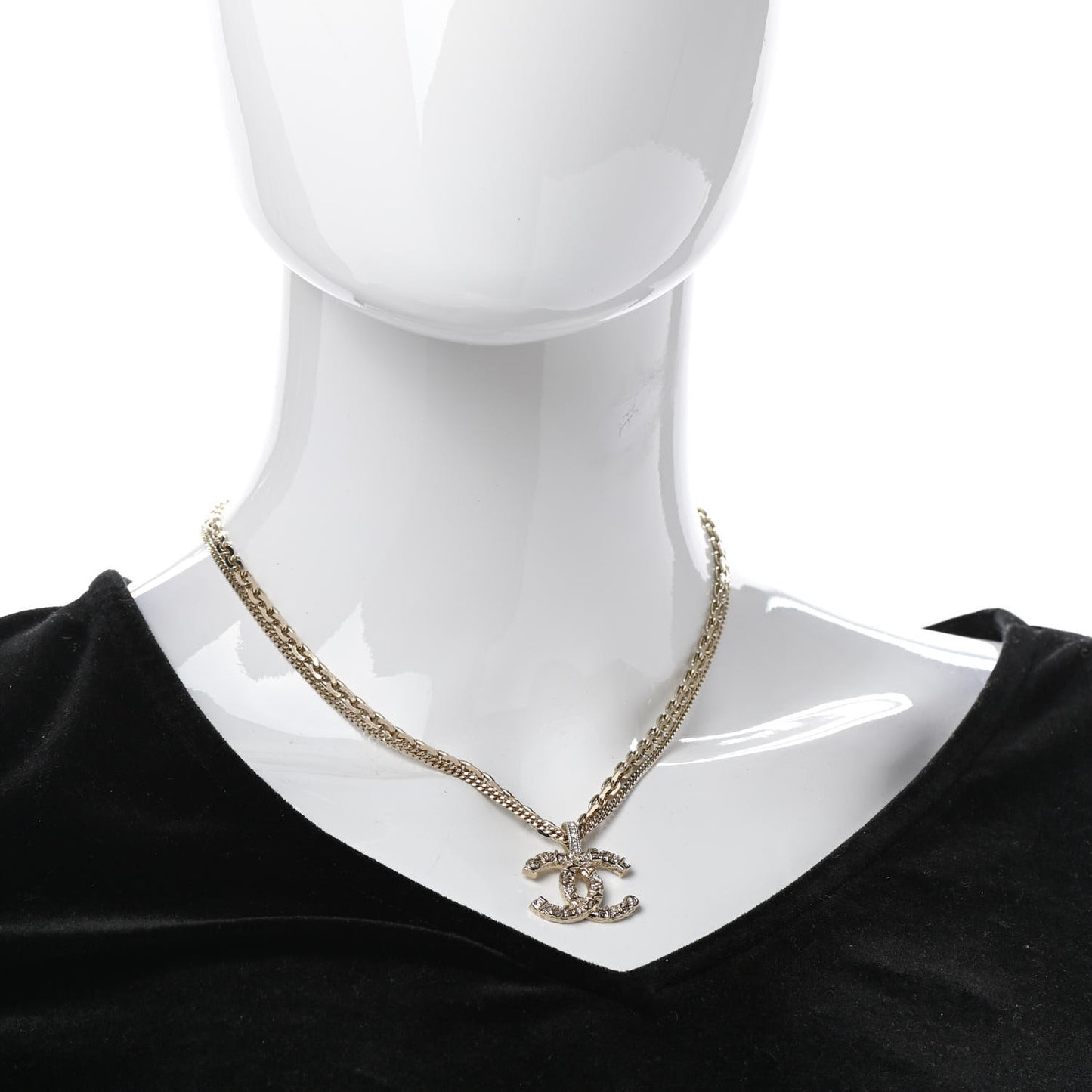 Crystal CC Multi Strand Chain Necklace Gold