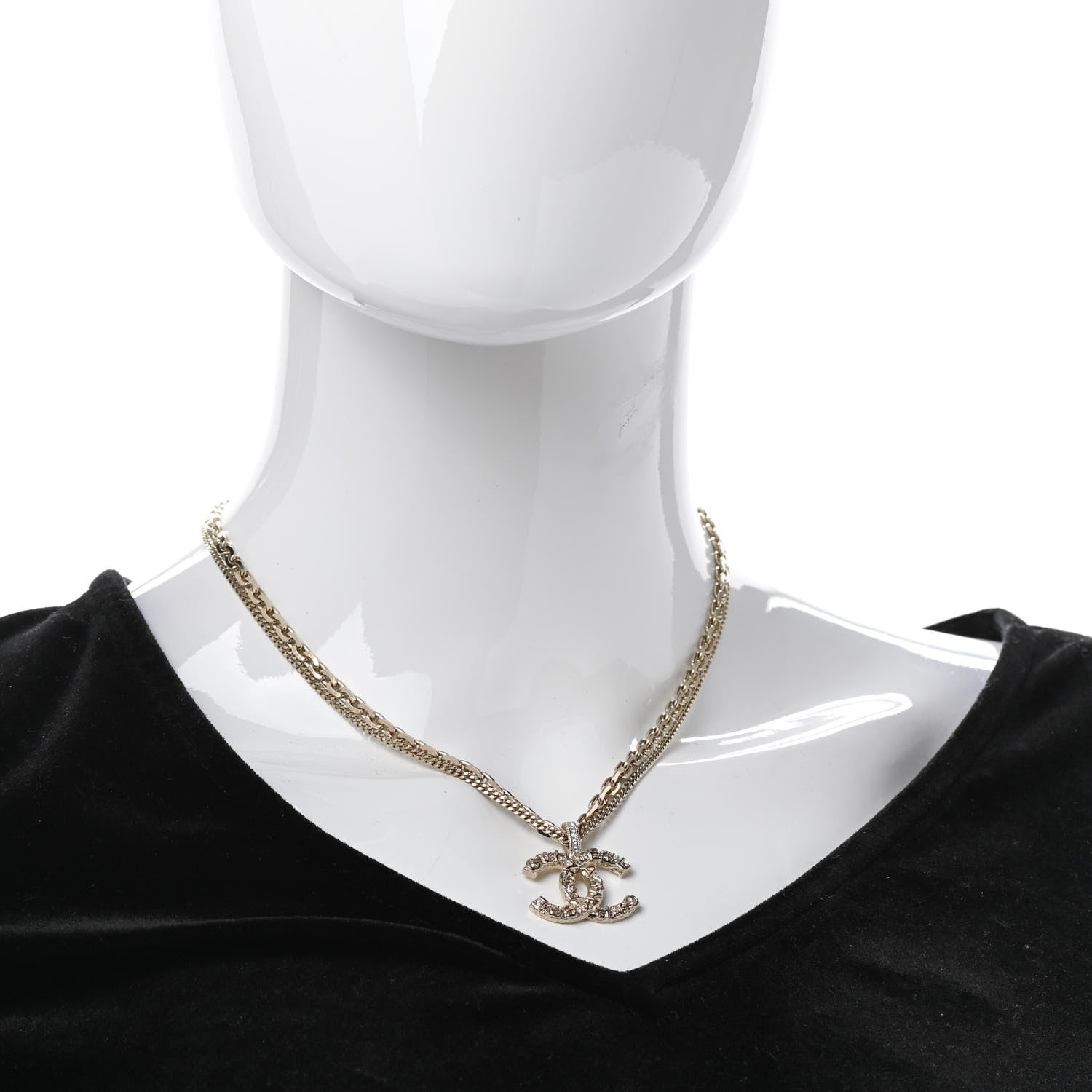 Chanel Crystal CC Multi Strand Chain Necklace Gold 2 of 6