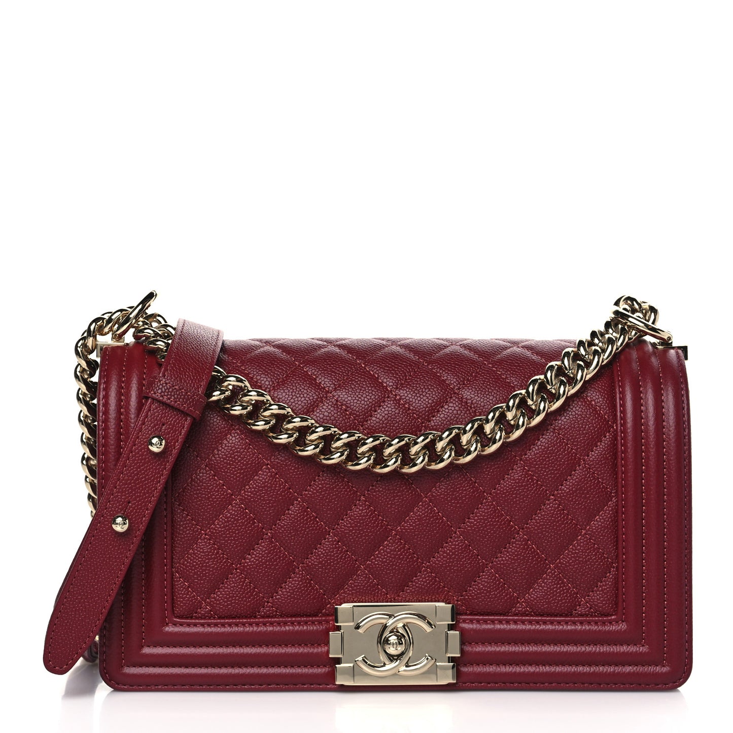 Caviar Quilted Medium Boy Flap Burgundy