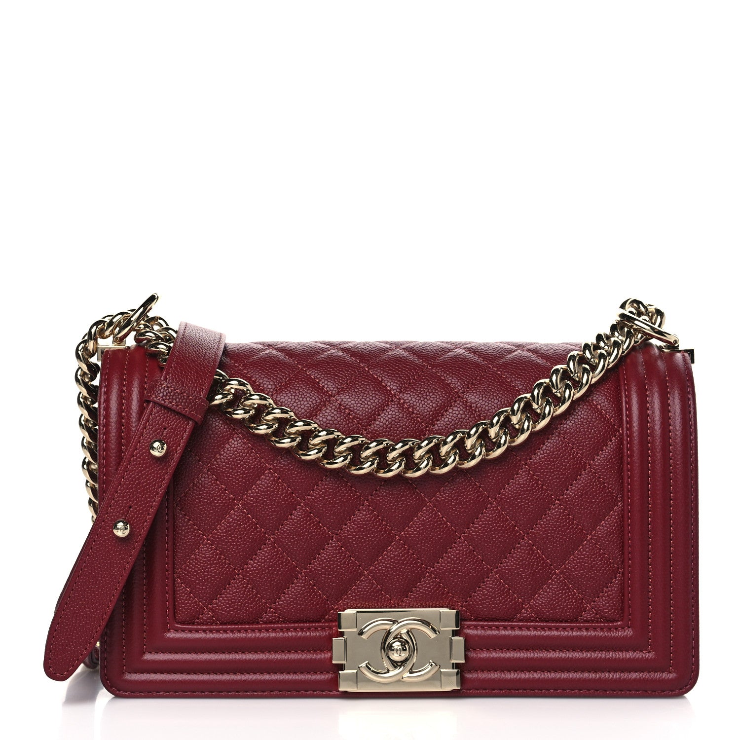 Chanel Caviar Quilted Medium Boy Flap Burgundy 1 of 10