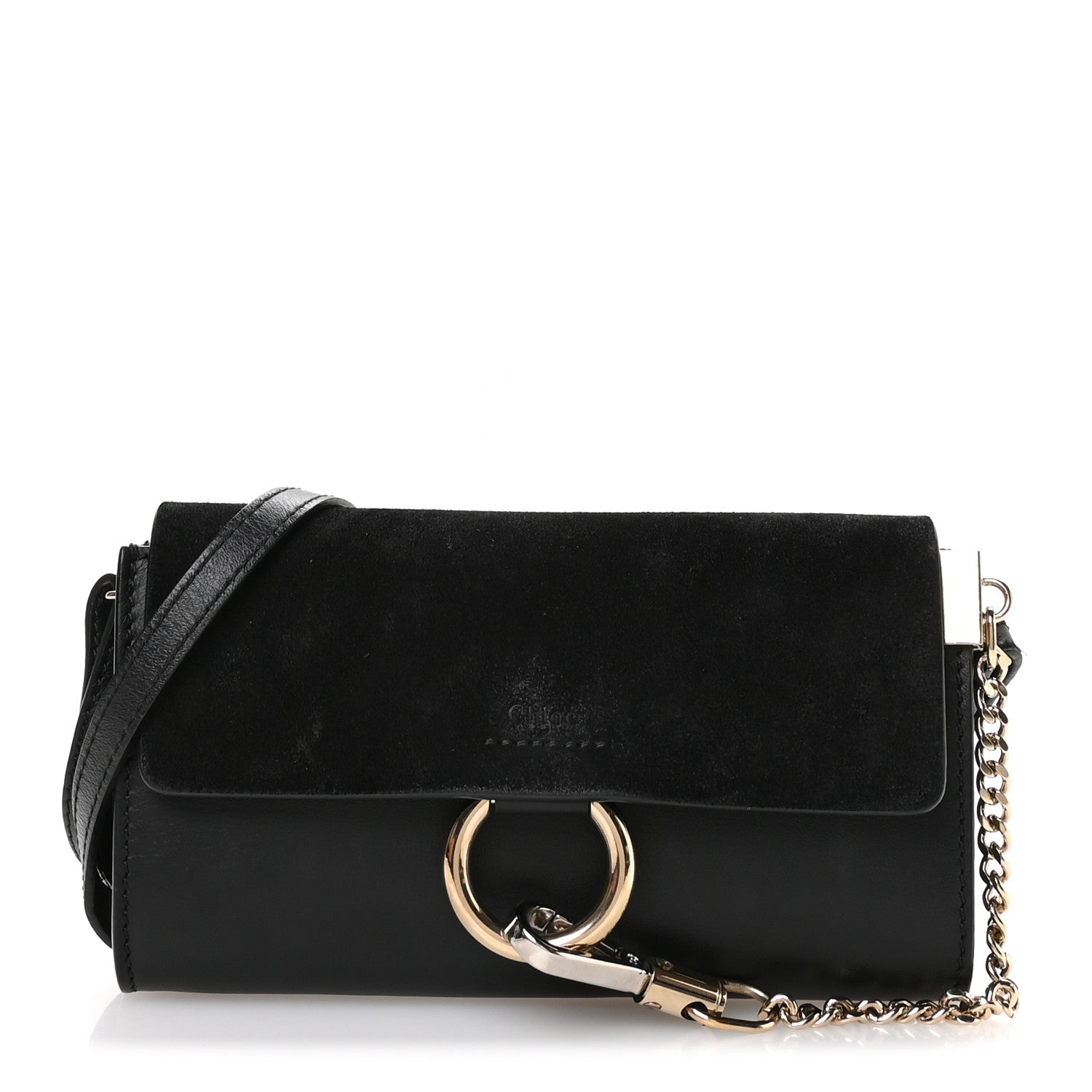 Chloe Suede Calfskin Mini Faye Shoulder Bag Black 1 of 10