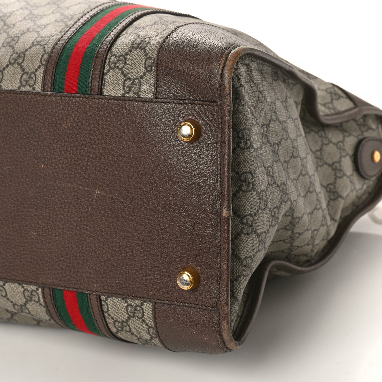 Gucci Soft GG Supreme Monogram Web Large Duffle Bag Beige New Acero Crop 9 of 30