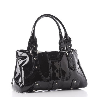Valentino Garavani Patent Crystal Catch Satchel Black 2 of 9