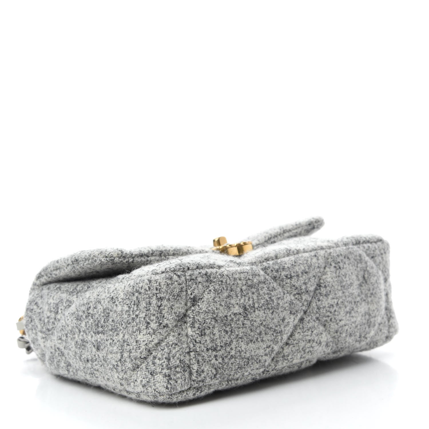 Chanel Tweed Quilted Medium Chanel 19 Flap Grey Ecru 4 of 11