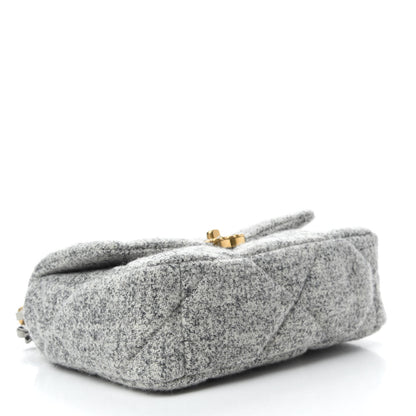 Chanel Tweed Quilted Medium Chanel 19 Flap Grey Ecru 4 of 11