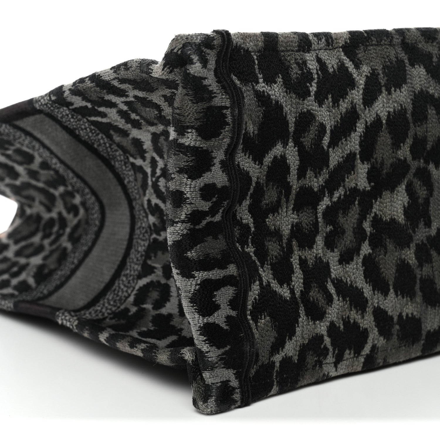 Christian Dior Canvas Mizza Embroidered Large Leopard Book Tote Grey 9 of 15