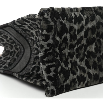 Christian Dior Canvas Mizza Embroidered Large Leopard Book Tote Grey 9 of 15