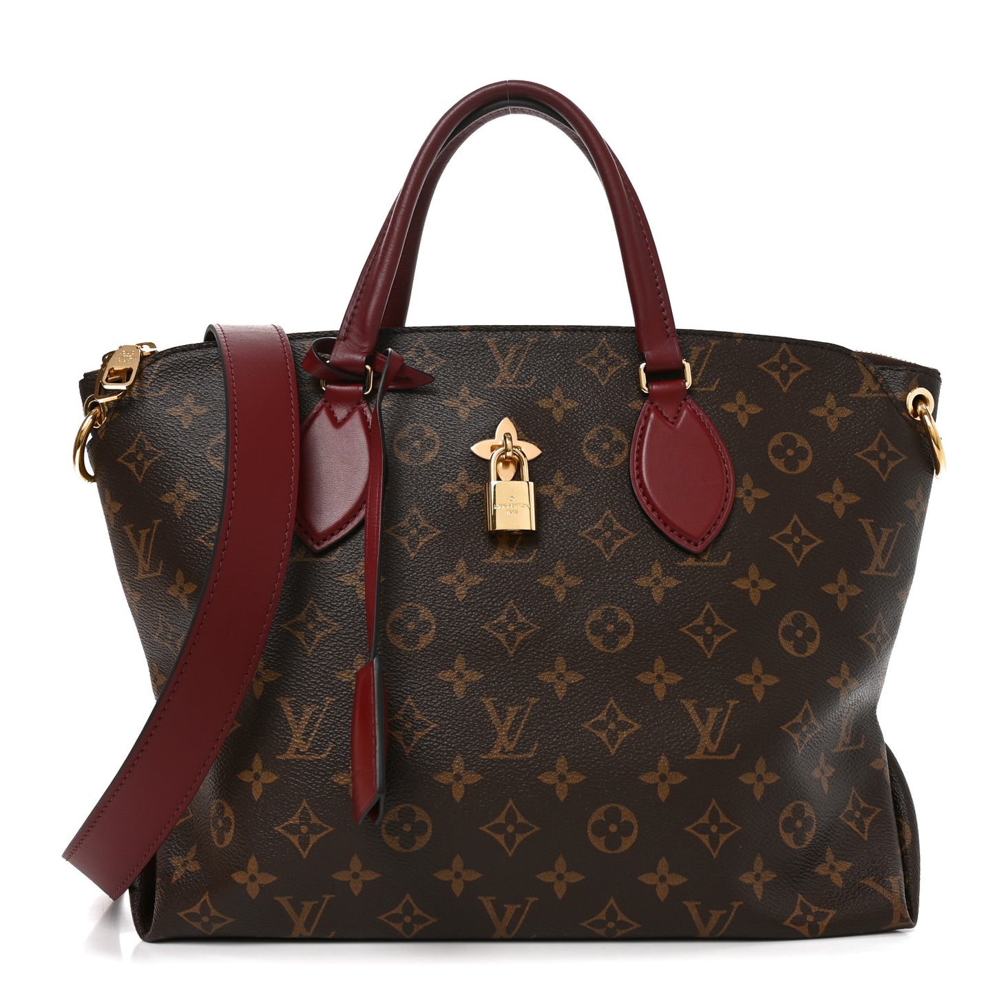 Monogram Flower Zipped Tote MM Bordeaux