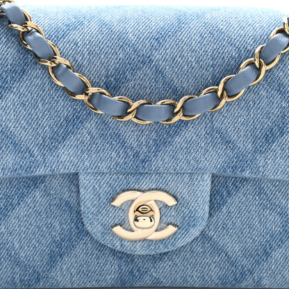 Chanel Denim Quilt Print Mini Rectangular Flap Light Blue 8 of 11