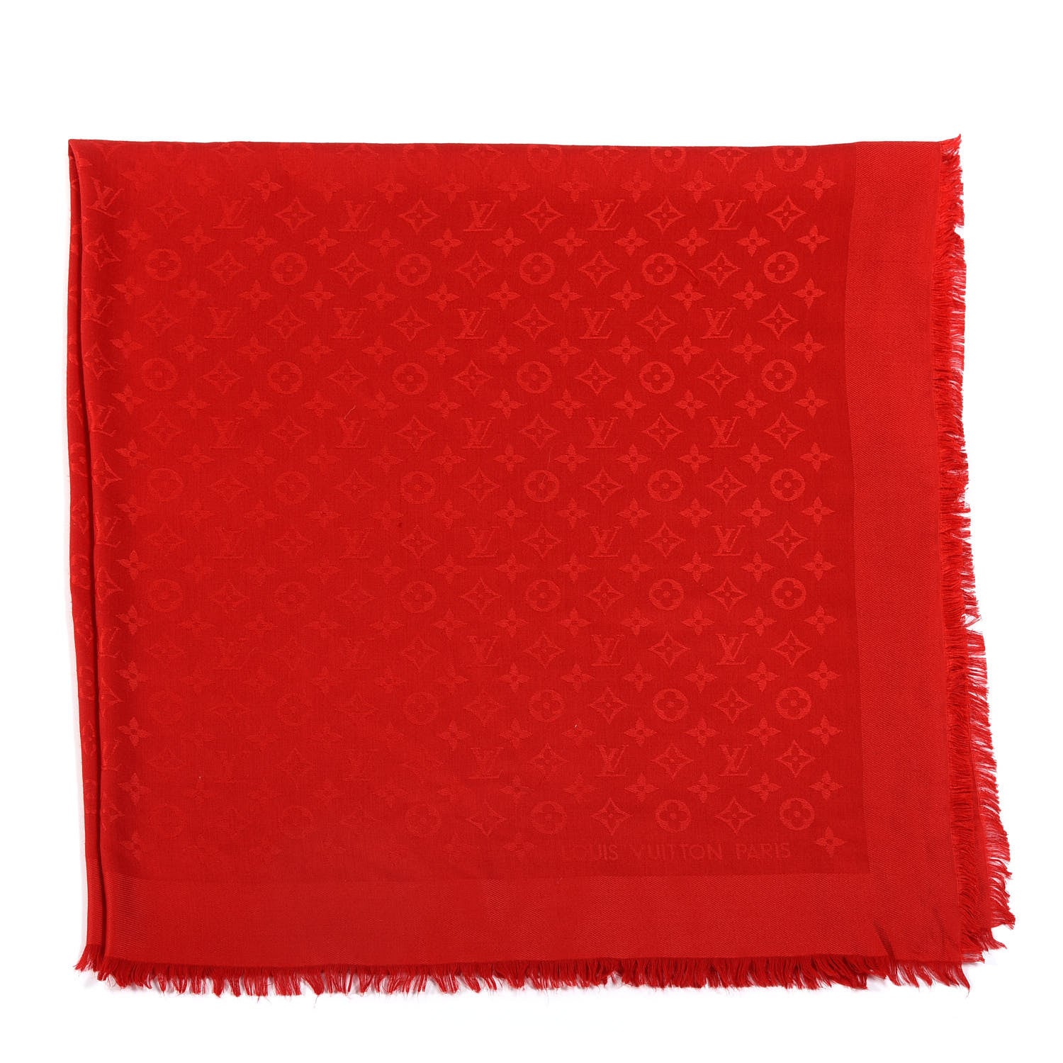 Louis Vuitton Silk Wool Monogram Shawl Pomme D'Amour 1 of 7