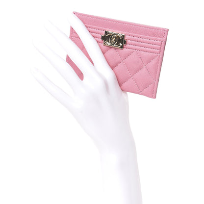 Chanel Caviar Quilted Boy Card Holder Pink 2 of 9