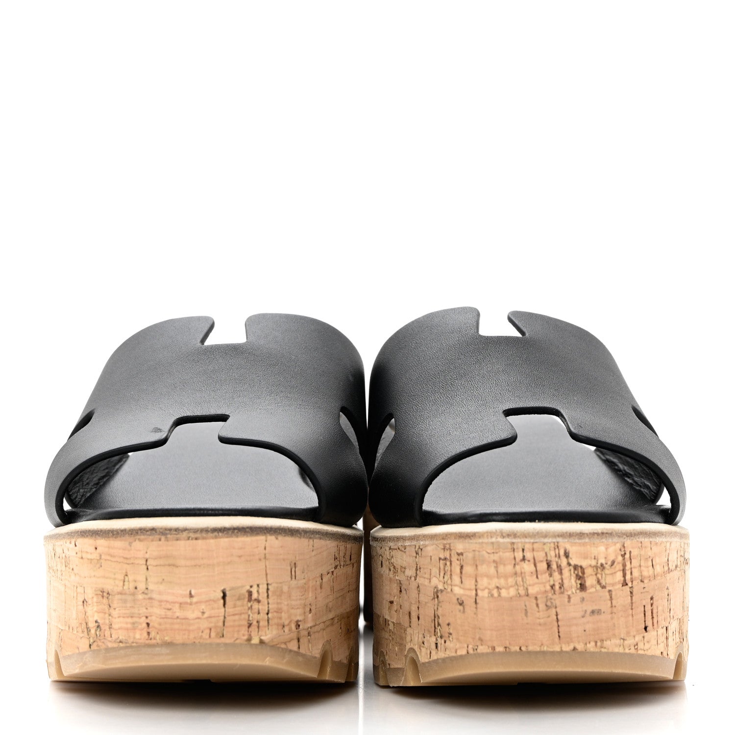 Hermes Calfskin Cork Eze 30 Sandals 39 Black 2 of 9