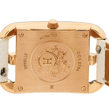 Hermes 18K Rose Gold Epsom 23mm Cape Cod Double Tour Quartz Watch Blanc 4 of 5