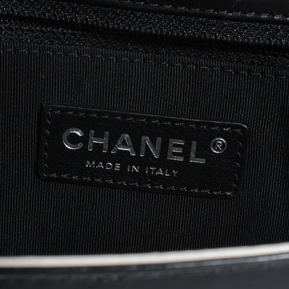 Chanel Glazed Calfskin Medium Boy Flap Black White 7 of 8