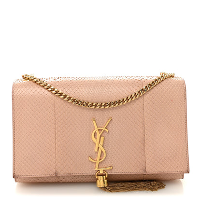 Saint Laurent Snakeskin Medium Classic Monogram Kate Tassel Satchel Beige 1 of 15