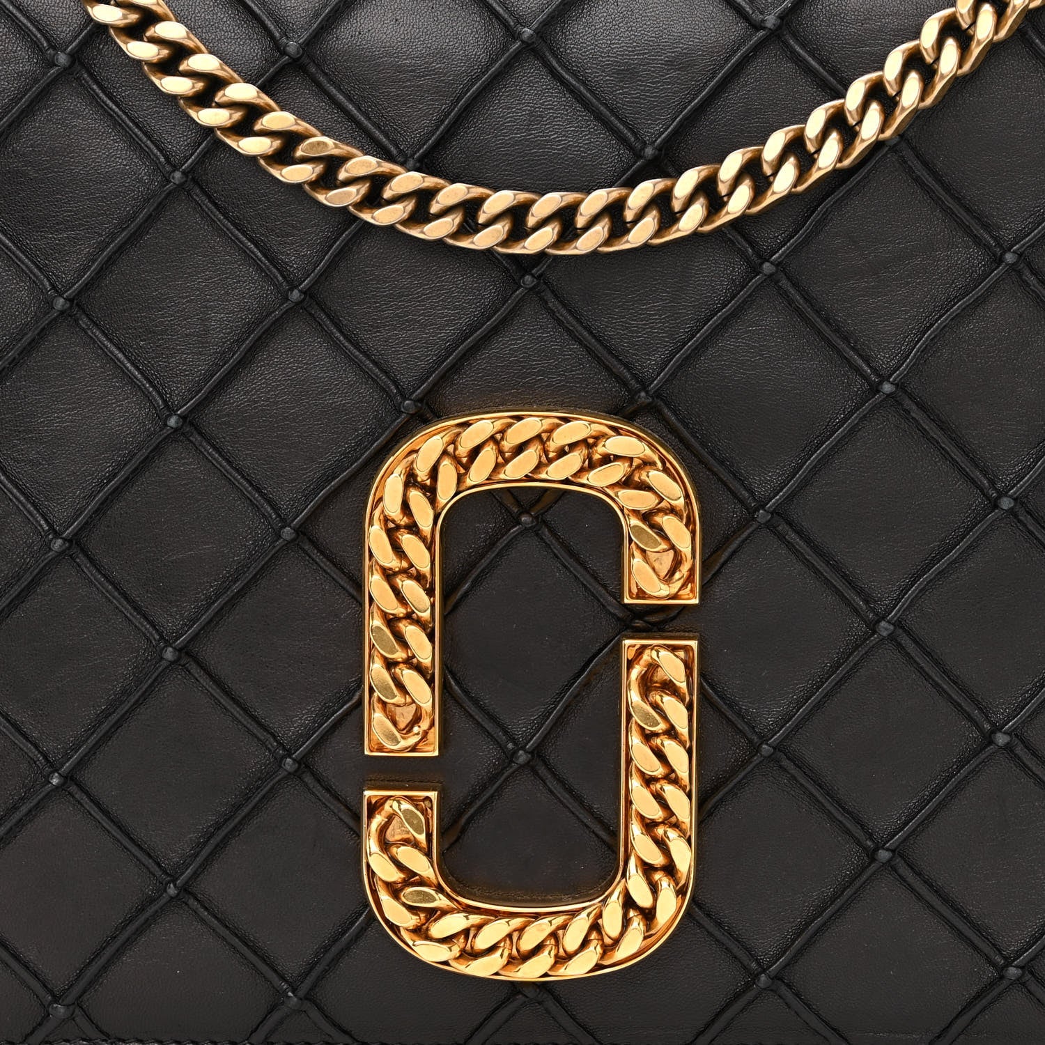 Marc Jacobs Lambskin Quilted Double Stitched The St Marc Trouble Shoulder Bag Black 8 of 11