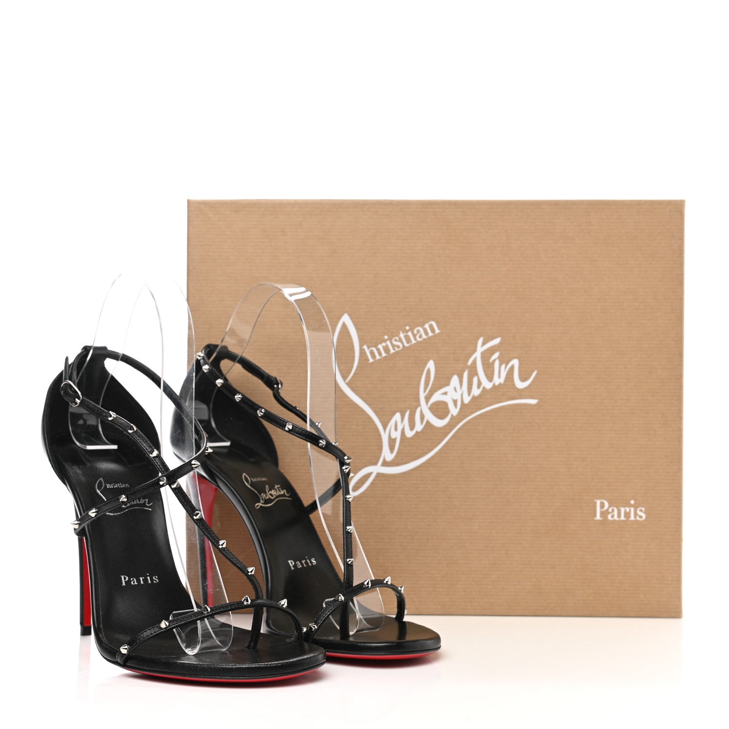 Christian Louboutin Kid Riojana 100 Spiked Sandals 38.5 Black 9 of 11