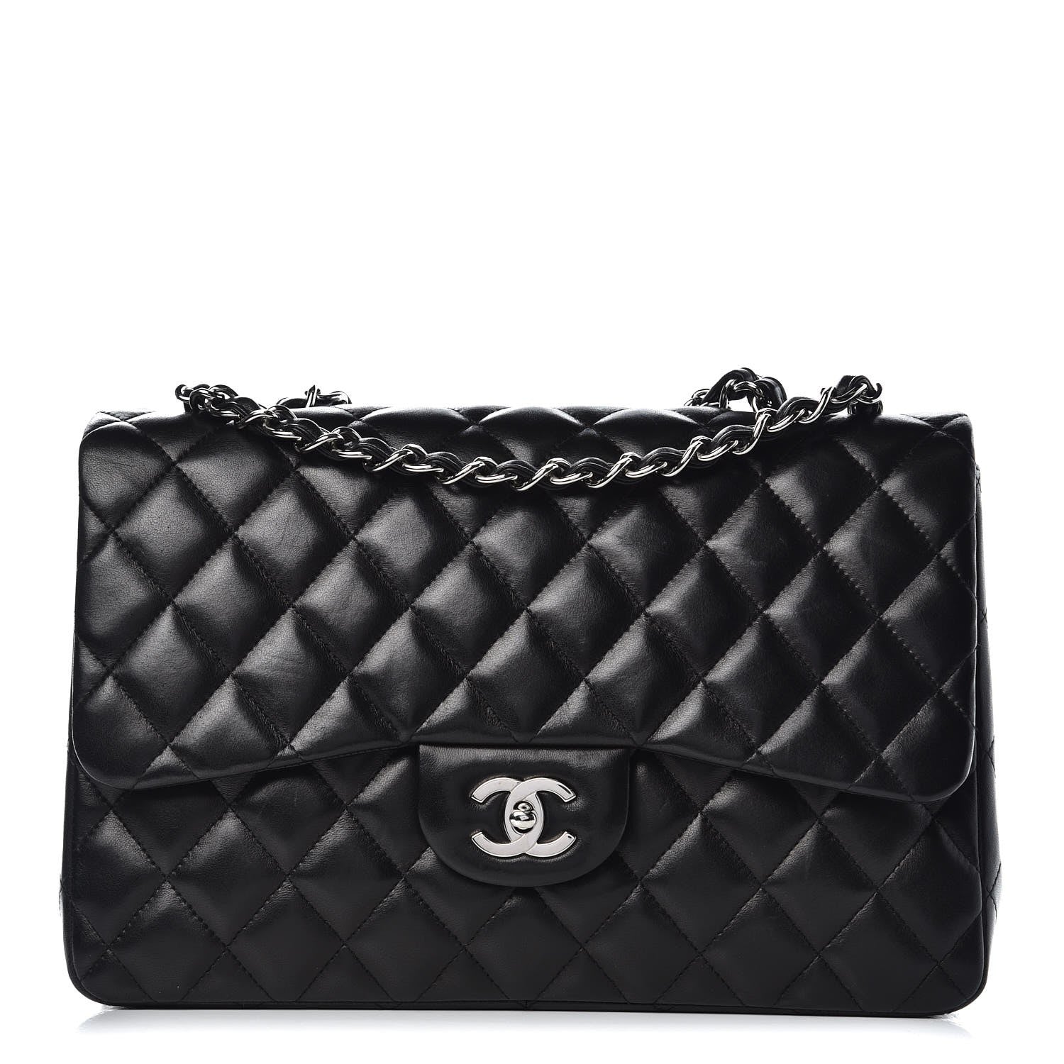 Chanel Lambskin Quilted Jumbo Single Flap Black 1 of 9