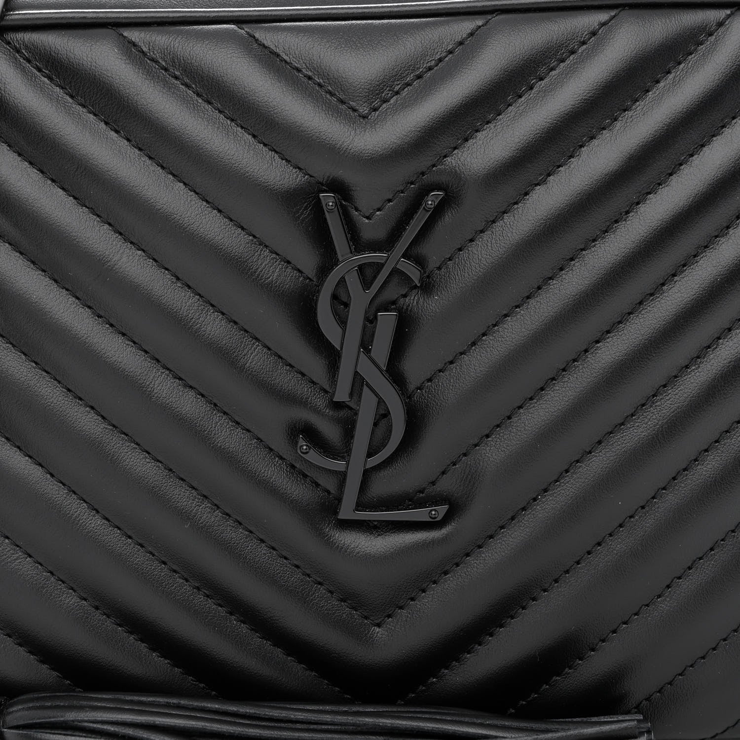 Saint Laurent Calfskin Matelasse Monogram Monochrome Lou Camera Bag Black 7 of 9
