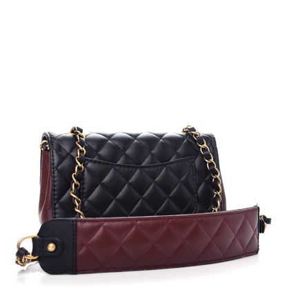 Chanel Calfskin Quilted Small Strap Into Flap Bag Black Brown 3 of 11