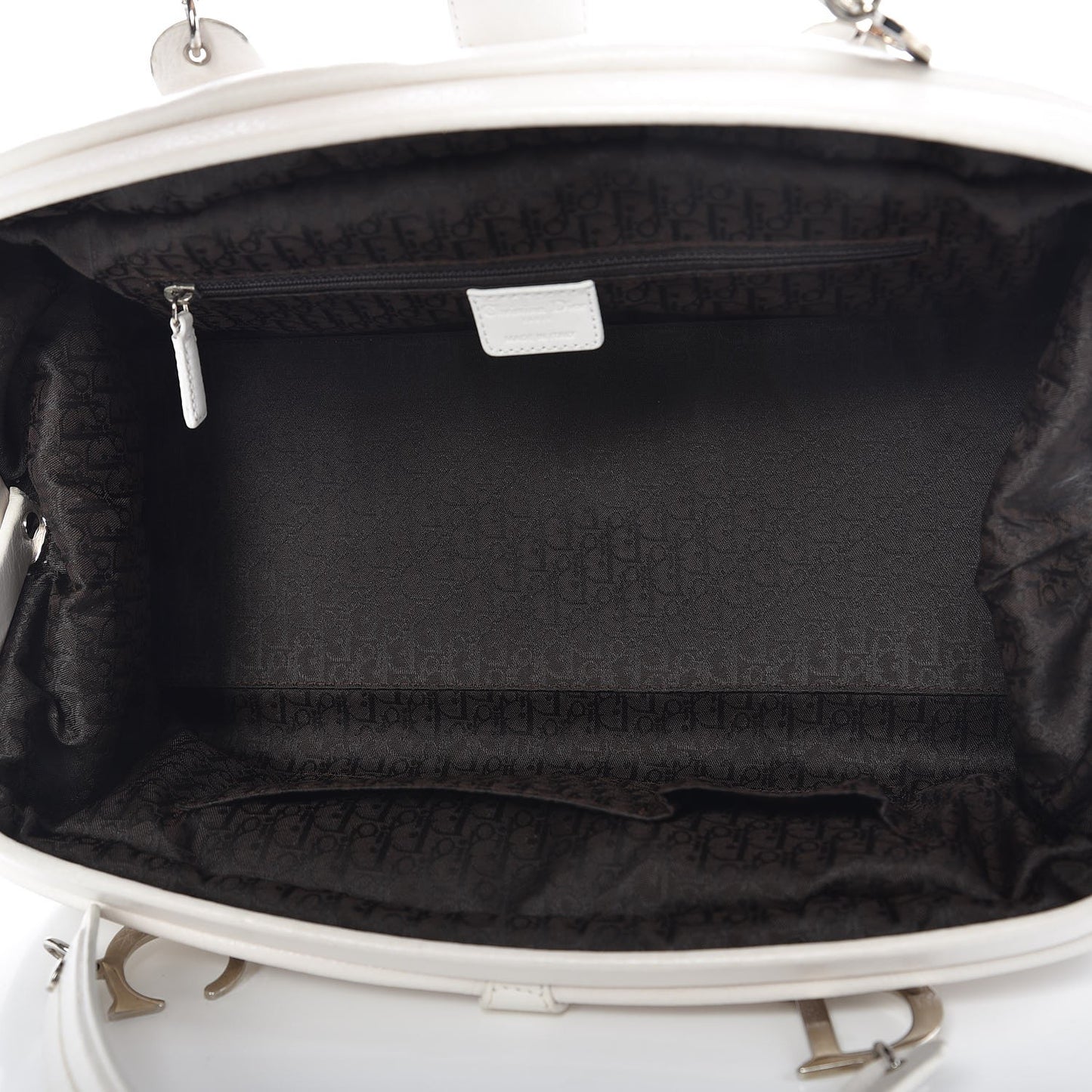 Calfskin Buckle Frame Satchel White