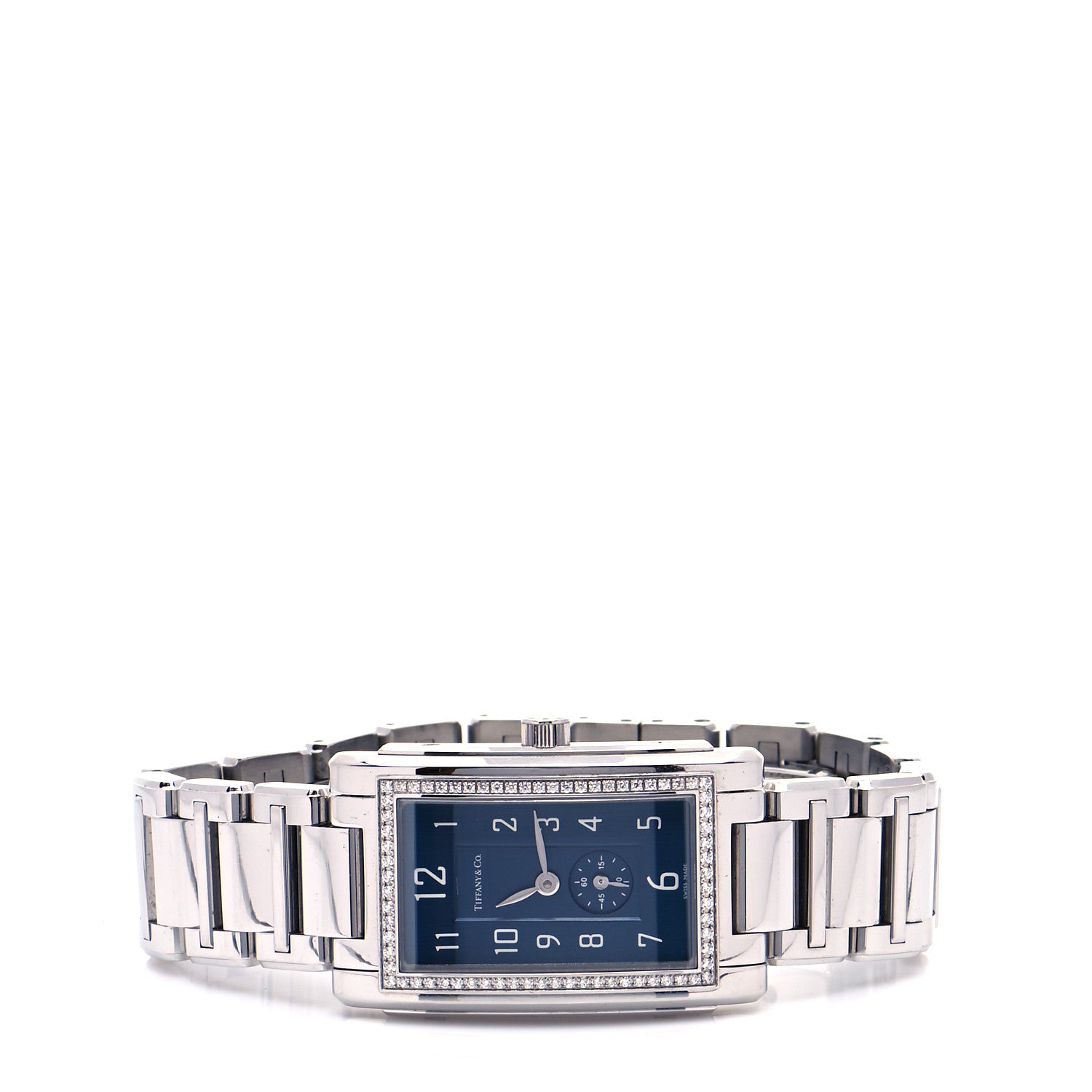 Tiffany Stainless Steel Diamond Bezel 22mm Grand Resonator Quartz Watch Blue 2 of 5