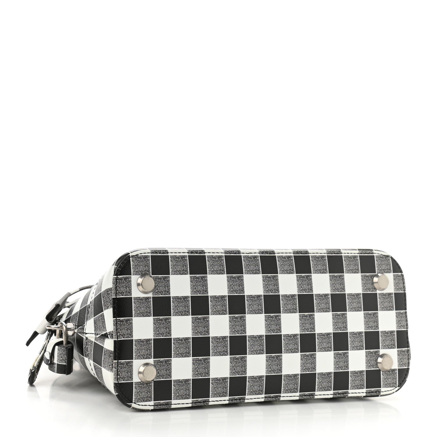 Balenciaga Calfskin Checked S Ville Top Handle Bag Black 4 of 8