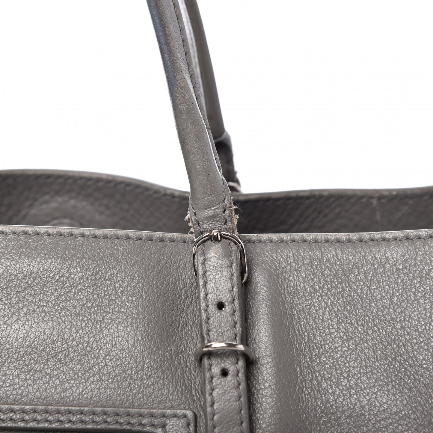 Veau Papier A6 Zip Around Tote Gris Acier