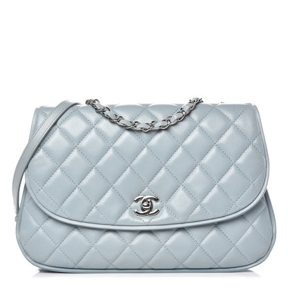 Chanel Lambskin Quilted 2 Pocket Messenger Flap Light Blue 1 of 12