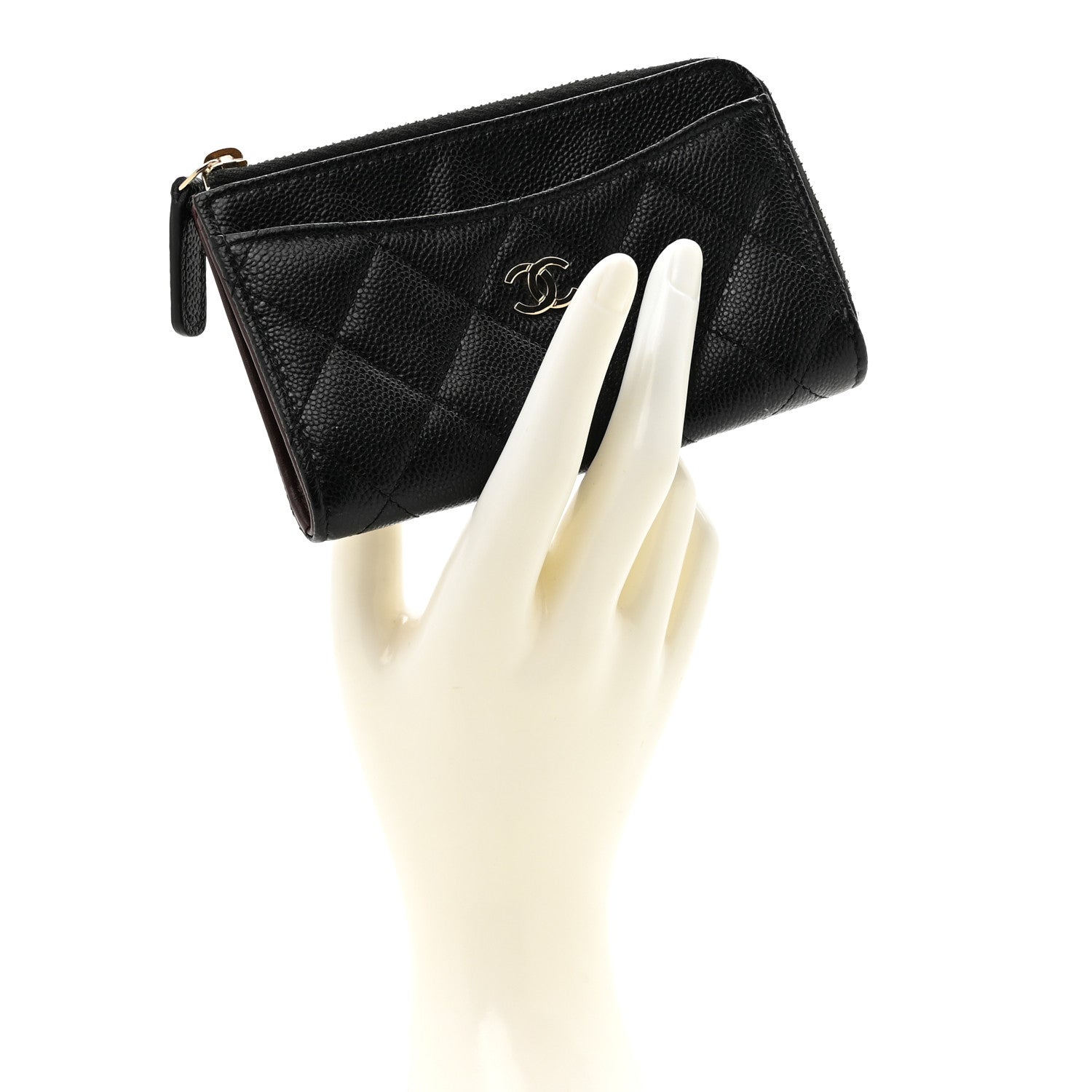 Chanel Caviar Quilted CC Zip Around Card Holder Black 2 of 7