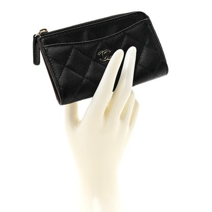Chanel Caviar Quilted CC Zip Around Card Holder Black 2 of 7