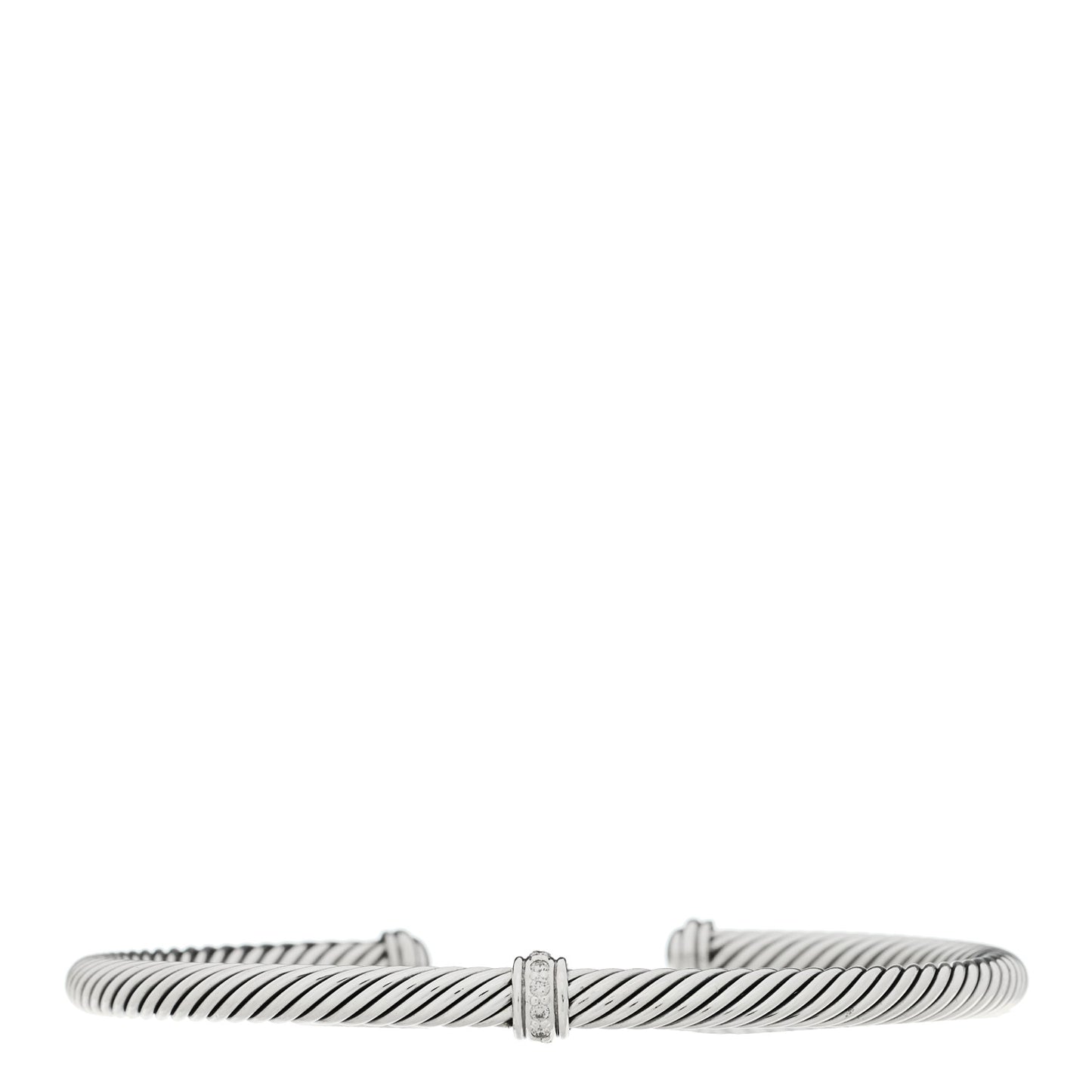 Sterling Silver Diamond 4mm Cable Classics Center Station Bracelet