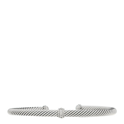 David Yurman Sterling Silver Diamond 4mm Cable Classics Center Station Bracelet 1 of 3