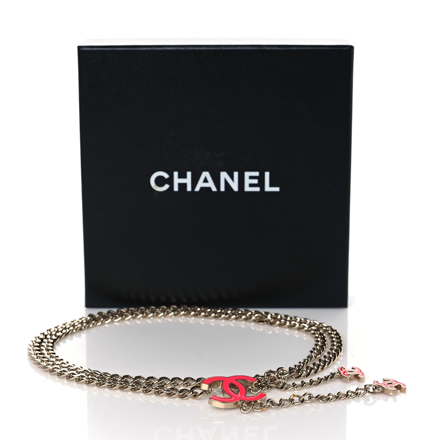 Chanel Enamel CC Chain Logo Belt Gold Pink 4 of 4