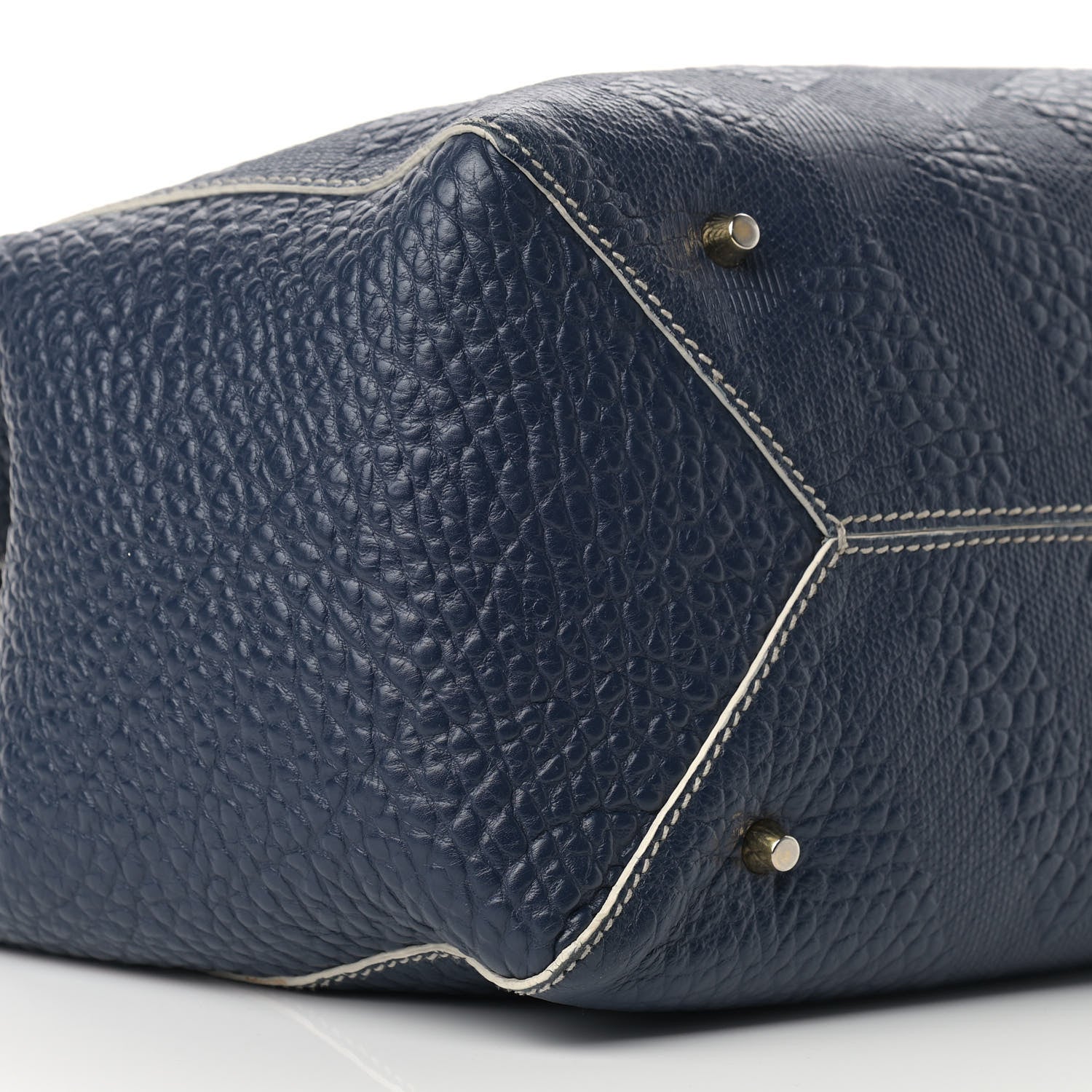 Burberry Signature Grain Calfskin Check Embossed Small Canterbury Tote Blue Carbon 9 of 17