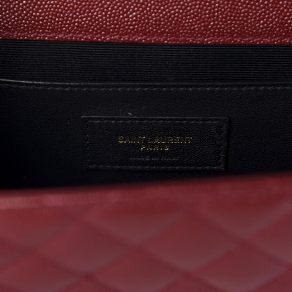 Saint Laurent Grain De Poudre Textured Mixed Matelasse Triquilt Medium Monogram Satchel Oxblood 9 of 10