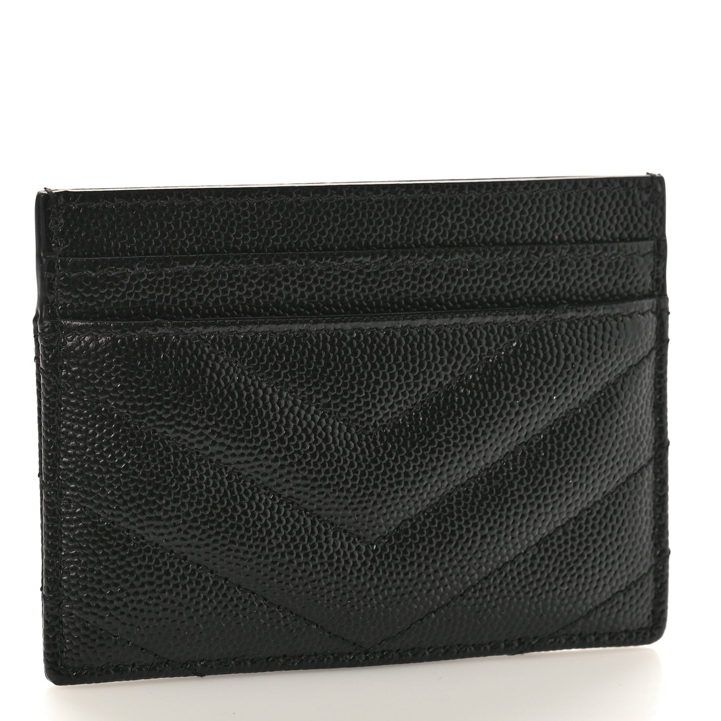 Grain De Poudre Matelasse Chevron Monochrome Monogram Credit Card Case Black