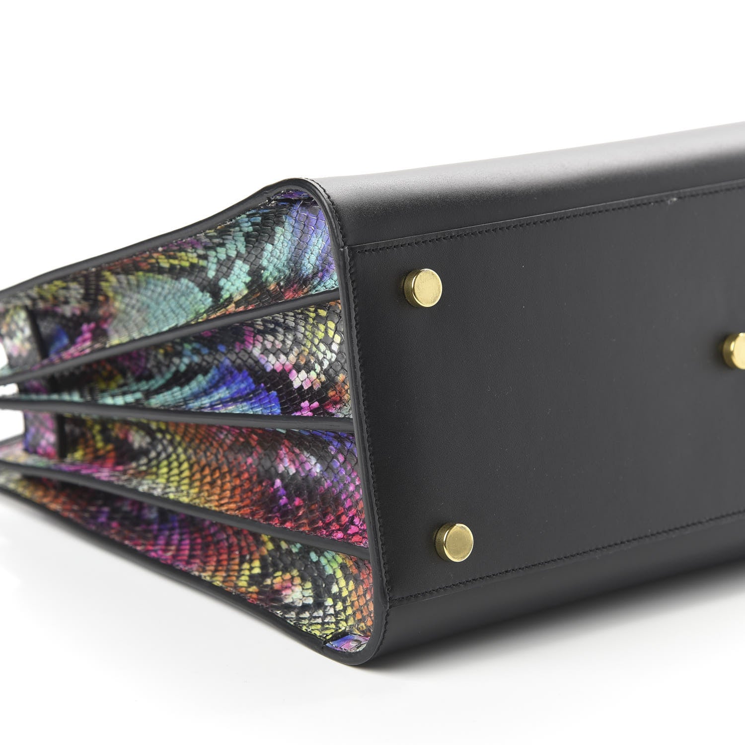 Saint Laurent Calfskin Embossed Python Small Sac De Jour Black Multicolor 6 of 9
