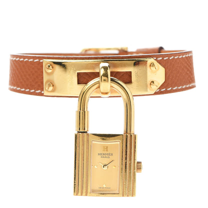 Hermes Stainless Steel Courchevel 20mm Kelly Cadena Quartz Watch Gold 1 of 5