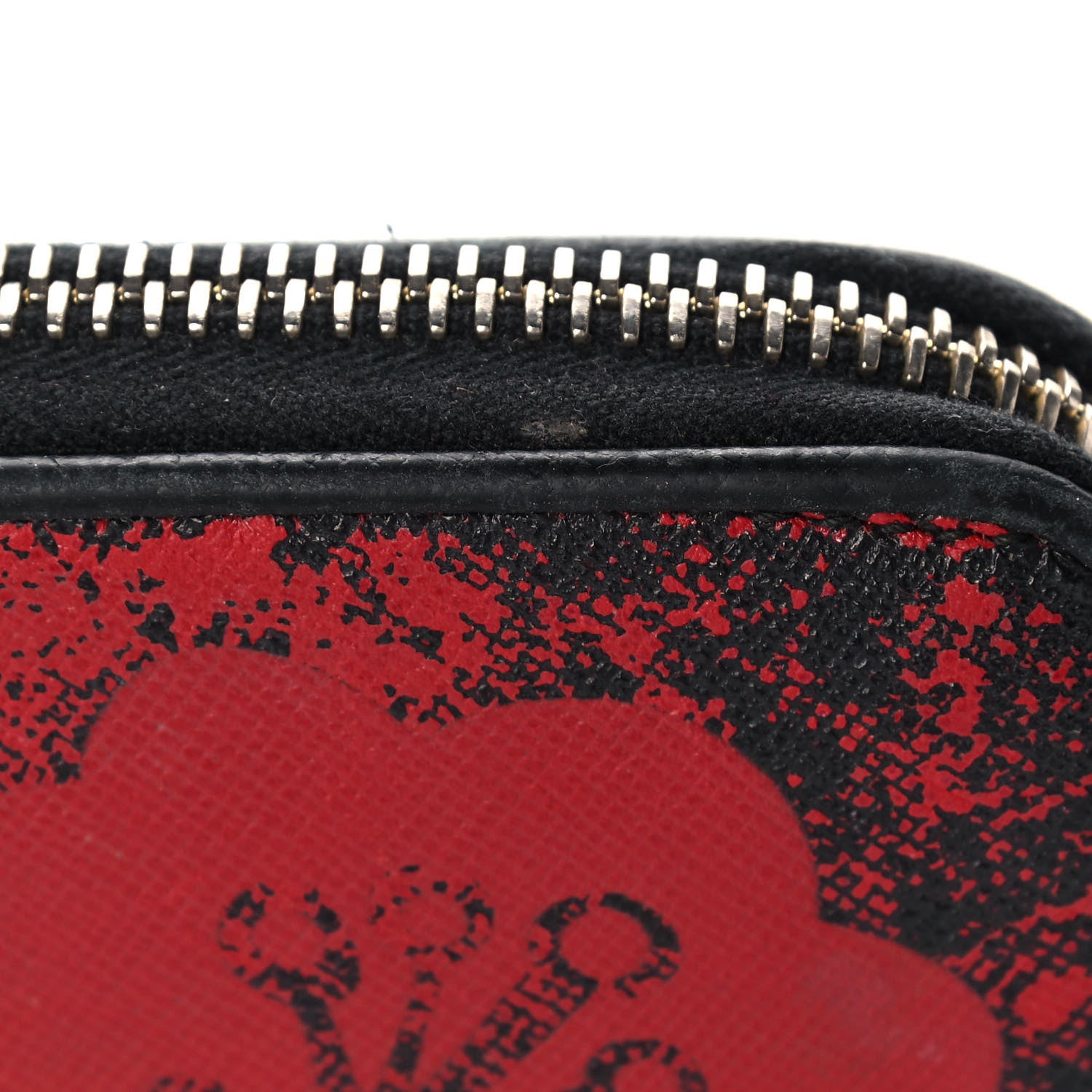 Prada Saffiano Hibiscus Print Zip Around Wallet Rosso 7 of 12