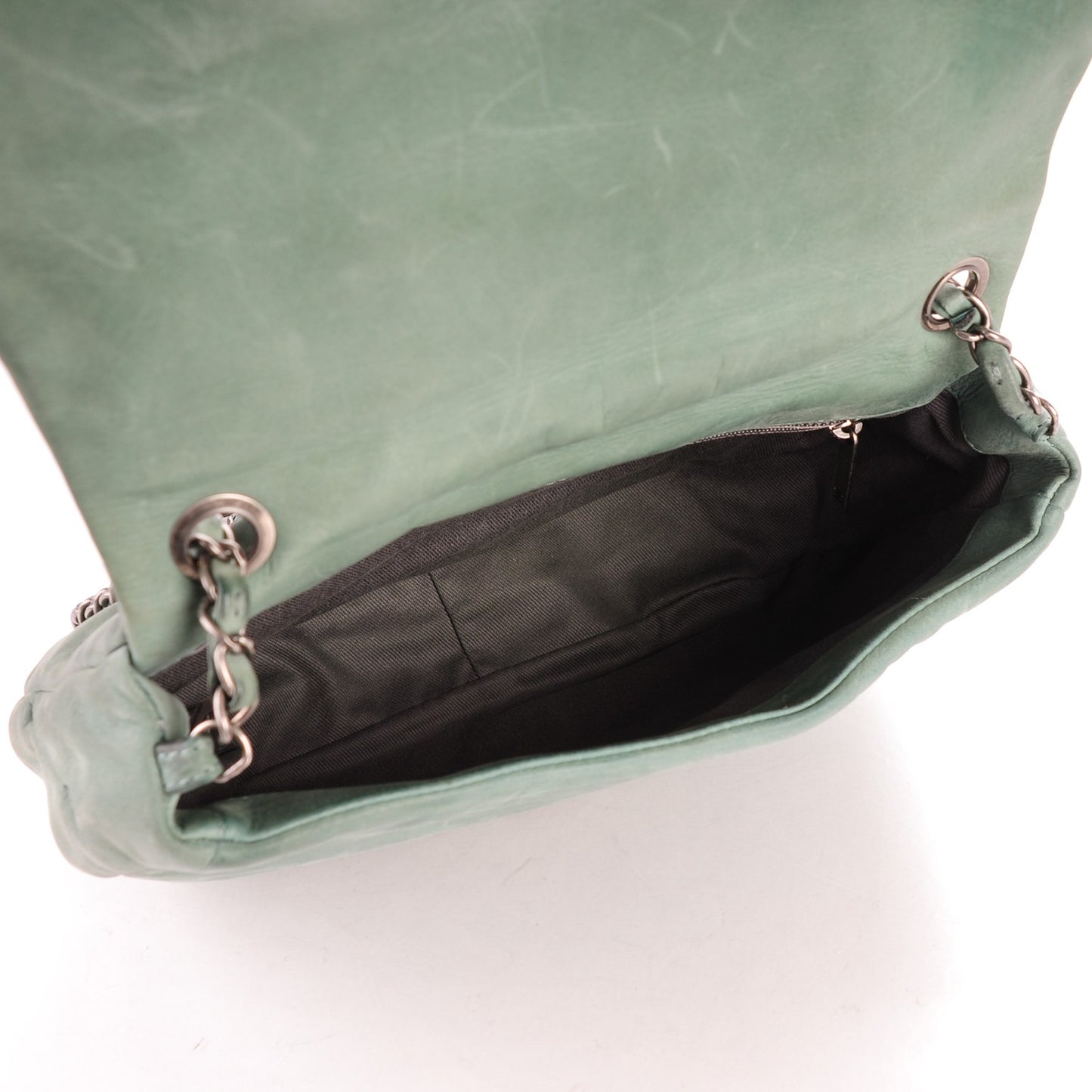 Iridescent Calfskin Glint Flap Green
