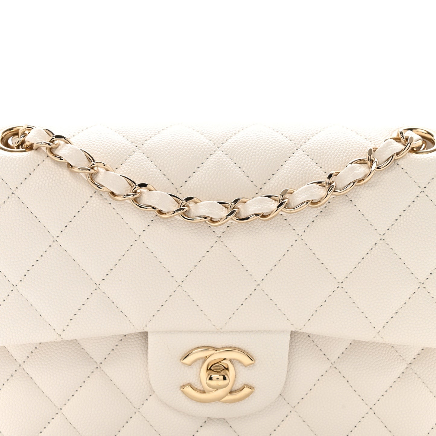 Caviar Quilted Small Double Flap White