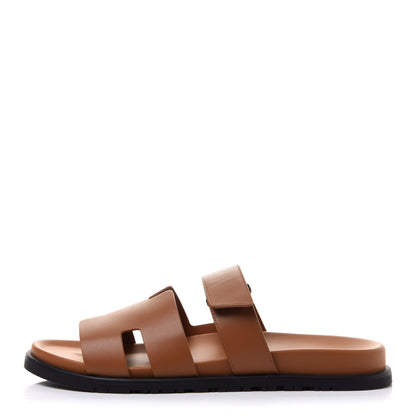 Hermes Calfskin Mens Chypre Sandals 45 Gold 1 of 11
